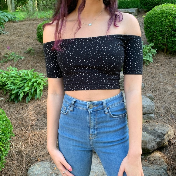 American Apparel polka dot off the shoulder crop - Picture 4 of 4